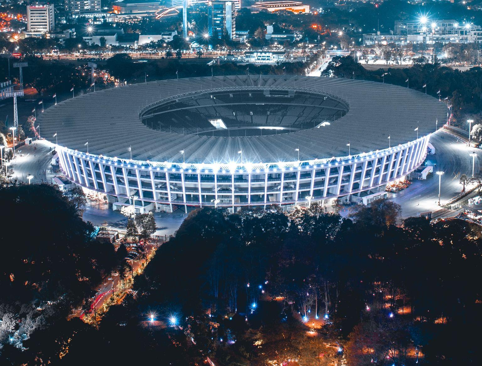 soccer-specific stadium during night time